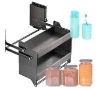 2 Tier Pull Down Kitchen Shelf- Aluminum Alloy Cabinet Rack for Pantry Closet Spice Storage - Heavy Duty Home & Commercial Use