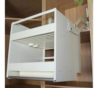 2-Tier Pull Down Shelf Aluminum Pull Out Shelving System for Upper Cabinets 22"-34.2" Heavy Duty 20kg Capacity Space-Saving Storage Solution White 60cm