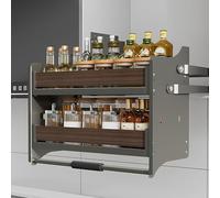 2 Tier Pull-Down System, Heavy Duty Drop Down Shelf for Kitchen, Bar and Cafe Upper Cabinets, 4 Bearing Weight Settings(46x26x53cm)