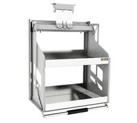 2 Tier Pull-Out Cabinet Organizer, Drop Down Shelf Blind, Pull-Down Dish & Spice Rack System, Inner Space Saving Plate for Kitchen Lift Upper Cabinet,Silver 13.8x11.2x26.,Silver 13.8x11.2x26.4in
