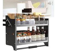 2-Tier Pull Out Kitchen Cabinet- Adjustable Drop Down Shelves for Wall Cabinets - Versatile Storage Solution with 4 Weight Settings for Optimal Space Management