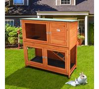 2 Tier Rabbit Hutch & Run Guinea Pig House Cage (RH06)