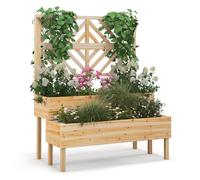 2-Tier Raised Garden Bed withTrellis Wooden Elevated Planter Box