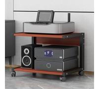 2-Tier Rolling AV Rack Tower Stand Mobile Entertainment Shelf for Game Consoles TVs DVD/CD Players Projectors - Teak Finish 50x40x40cm