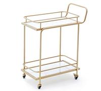 2-Tier Rolling Beverage Cart with Swivel Wheels - Stylish Bar Trolley for Kitchen, Hotels & Clubs - Mobile Drink Serving Utility Storage Cart