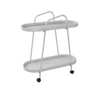 2-Tier Rolling Cart Mobile Kitchen Trolley with Wheels White Iron Storage Shelf for Living Room Balcony Sofa Side Push Cart nizer Stylish Home Storage Solution