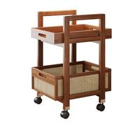 2-Tier Rolling Cart with Brake Wheels Nightstand nizer Mobile Storage Shelf Tea Table for Home 50cm x 30cm x 57.2cm - Versatile & Stylish Solution for Any Room