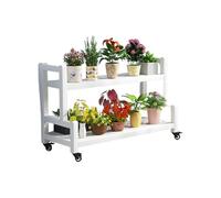 2-Tier Rolling Metal Plant Stand with Wheels - 21.7" Tall Indoor/Outdoor Corner Ladder for Multiple Plants - Versatile Plant Holder for Garden, Balcony, and Living Room