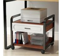 2-Tier Rolling Printer Stand with Drawers Vintage Mobile Under Desk (L50xW40xH52cm)