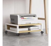 2-Tier Rolling Printer Stand with Lockable Wheels le Printer Cart for Smals Industrial Under Desk Shelf Light Walnut h 9.8" Height