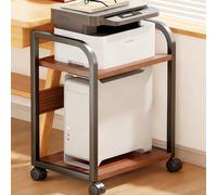 2-Tier Rolling Printer Stand with Lockable Wheels Movable AV Ma Cart Sto Solut for Home & Office Steel e Black h