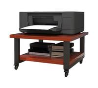 2 Tier Rolling Printer Stand with Locking Casters Space Sing Under Desk Cart Multi Purpose for Copier & Printer Reddish Brown 19.7" x 19.7"
