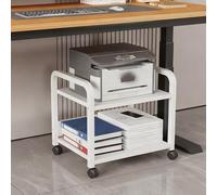 2-Tier Rolling Printer Stand with Safety Rails and Swivel Wheels, Mobile Printer Cart for Office and Home, Compact Design