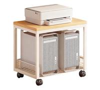 2-Tier Rolling Printer Stand With Storage,Multi-Purpose Desk Organizer Storage Shelf,Heavy Duty Cart With Wheels Under Desk,Combinable Shredder Table For Fax Machine Copier Scanner.(White)