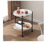 2-Tier Rolling Side Table With Wheels, Farmhouse Nightstand For Bedroom, Mobile End Table For Living Room, Small Bathroom Storage Cart, Vintage Style Wooden A Ccent Table For(Size:40x55cm,Color:white)
