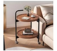 2-Tier Rolling Side Table With Wheels, Farmhouse Nightstand For Bedroom, Mobile End Table For Living Room, Small Bathroom Storage Cart, Vintage Style Wooden A Ccent Table For(Size:40x55cm,Color:brown)