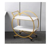 2-Tier Rolling Sto Cart on Wheels, Metal Eco-Board Kitchen Trolley, Utili Rolling Rack for Home, Dining, Bathroom & Tea Bar - Slish d & White h