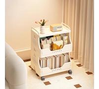 2-Tier Rolling Storage Cart with Lockable Wheels Foldable Plastic nizer for Kitchen Bathroom Pantry Living Room - White 1-4 Levels Space-Saving Solution