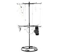 2-Tier Rotating Jewellery Stand - Black Ring & Bracelet Rack for Women & Girls