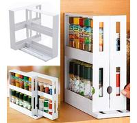 2-Tier Rotating Spice Rack Organiser - Free-Standing Kitchen Storage & Jar Holder, Space-Saving