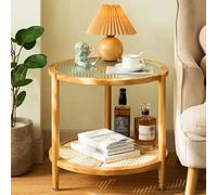 2-Tier Round End Table with Storage - Versatile Coffee Table, Nightstand & Side Desk for Living Room, Bedroom, Balcony & Office - Stylish & Functional Home Decor Furniture