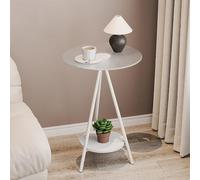 2-Tier Round End Table with Tempered Glass Top, Small Sofa Side Accent Snack Table, Metal Coffee Nightstand for Living Room, Bedroom, Space(33x33x59cm(13x13x23inch), Clear3)