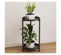 2-Tier Round Plant Stand - Tall Metal Flower Pot Holder for Indoor & Outdoor Use 15kg Capacity Display Rack for Balcony & Living Room Stylish Black Design Size: 25cm