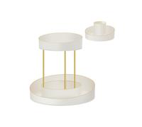 2-Tier Round Rotating Makeup Organiser, White + Gold