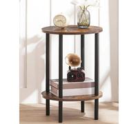 2 Tier Round Side Nightstand Sturdy Metal Frame
