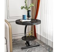 2 Tier Round Side Table with Storage Shelf, Small Corner Sofa Table for Living Room, Bedroom, Hotel - Space Saving End Table