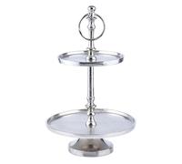 2-Tier Serving Stand Aluminum Annika Round 34Cm