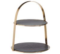 Artesa Round Slate Serving Platters 2 Tier Cake Stand Golden