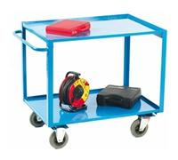 2 Tier Shelf Trolley; 1100x700x980; Fixed/Swivel Castors; Steel; Blue