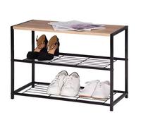 2 Tier Shoe Rack Bench Industrial Style Wooden Shoe Storage Bench & Seat