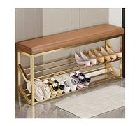 2-Tier Shoe Rack Storage Bench with Seat - Industrial Entryway Organizer for Home Entry
