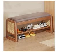 2-Tier Shoe Rack with Leather Padded Seat Free Standing Solid Wood Storage Bench for Entryway Hallway & Bedroom nization Stylish Home Decor
