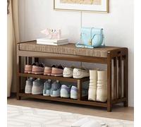 2-Tier Shoe Storage Bench with Padded Cushion Entryway Shoe Rack and Hallway Cabinet Durable Shoe nizer for Home Size: 90cm/35.4in - Stylish & Functional Design
