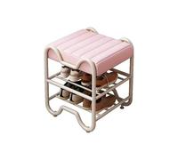 2-Tier Shoe Storage Organizer, Leather Upholstered Shoe Rack Bench, Modern Hallway Shoe Bench for Entryways