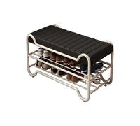 2-Tier Shoe Storage Organizer, Leather Upholstered Shoe Rack Bench, Modern Hallway Shoe Bench for Entryways
