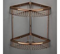 2 Tier Shower Baskets Rust Free Bathroom Caddy Corner Shelves Brass Shower Rack with Hook Holder Bath Tidy Storage Organiser Accessories Wall Mounted Screw in, Rose gold