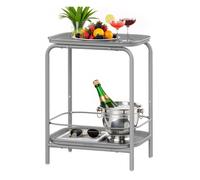 2-Tier Side Table, Metal End Table, Small Sofa Coffee Table, Dove Grey