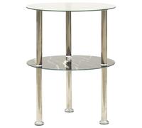 2-Tier Side Table Tempered Glass End table Multi Colours Multi Shapes vidaXL