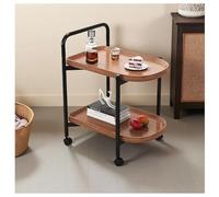 2-Tier Side Table With Wheels, Mobile Rolling Cart With Storage Shelf - Walnut Finish, Movable C Table For Living Room, Bedroom, Or Office, Ideal As Bed Tray For Eating Or(Size:60x40x68cm,Color:brown)