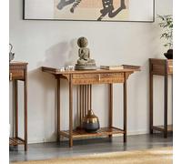 2-Tier Solid Wood Console Table with Drawer, Versatile Entryway and Hallway Furniture for Home Decor and Sacred Spaces