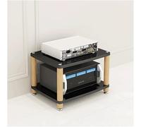 2 Tier Solid Wood o Rack - Ste AV Cabinet for o Equint - Strong o-Video Shelving - Modern Design (Nero)