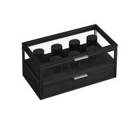 2-Tier Solid Wood Watch Box with 7 Pillars and Drawer, Classic Black