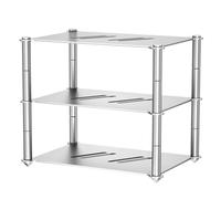 2 Tier Stackable Audio Component Rack, Aluminum Alloy HiFi Tower with Vented Holes, for CD Player, Game Console, Audio Streaming Device, Silver