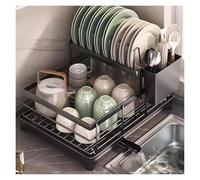 2-Tier Stainless Steel Dish Drainer Rack - Black Kitchen Countertop Organizer for Plates, Cups & Cookware - Space-Saving Drying Rack for Efficient Dish Storage
