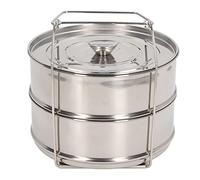 2-Tier Stainless Steel Steamer Pot with Lid | Stackable two-tier design with 304 stainless steel body and included lid for efficient multi-dish steaming