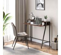 HOMCOM 2 Tier Storage Computer Workstation Desk Black/Brown, Brown